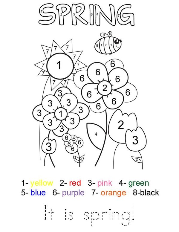 Spring Color By Number Mini Book - Sheet 1