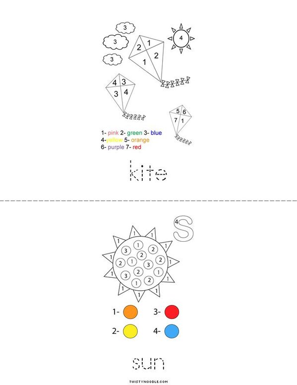 Spring Color By Number Mini Book - Sheet 2
