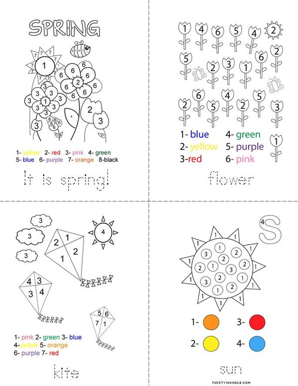 Spring Color By Number Mini Book
