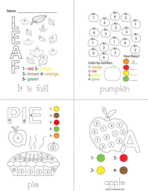 Fall Color By Number Mini Book