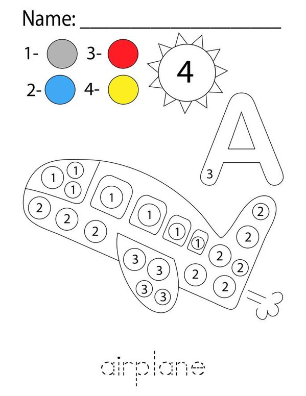 Transportation Color by Number Mini Book - Sheet 1