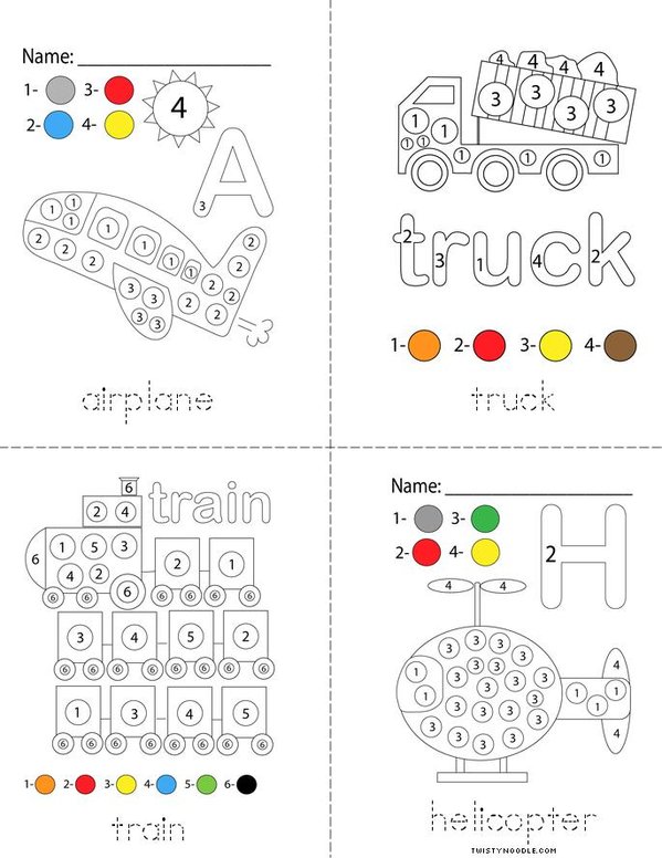 Transportation Color by Number Mini Book
