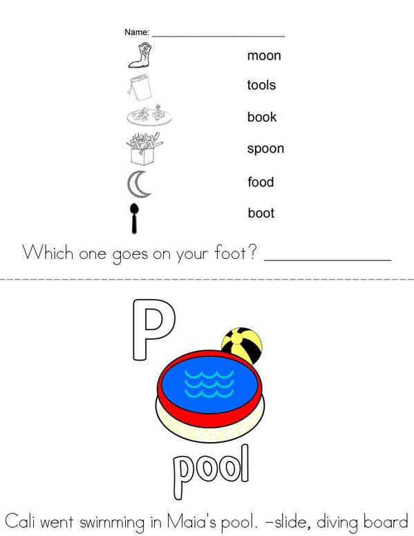The Digraph oo book  Mini Book - Sheet 1
