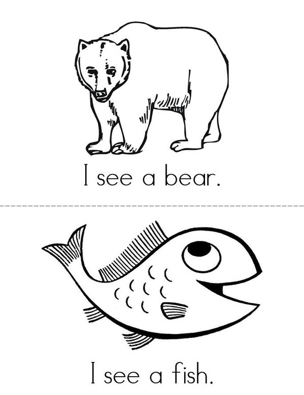 I see (animals) Mini Book - Sheet 1