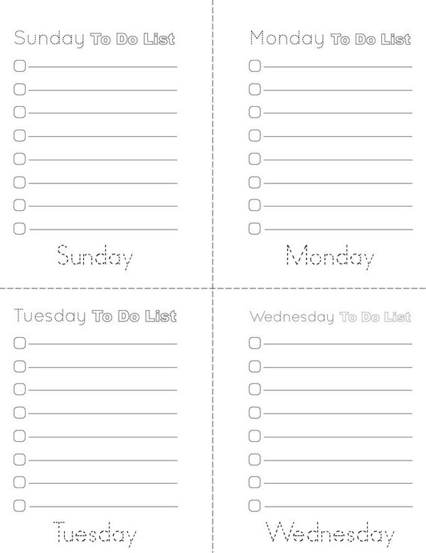 Daily To Do List Mini Book - Sheet 1