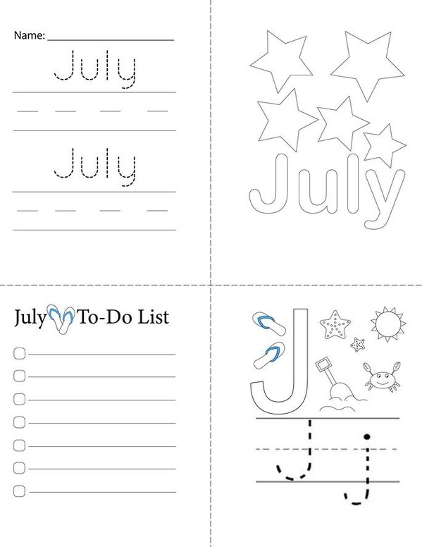 July Activity Mini Book - Sheet 1