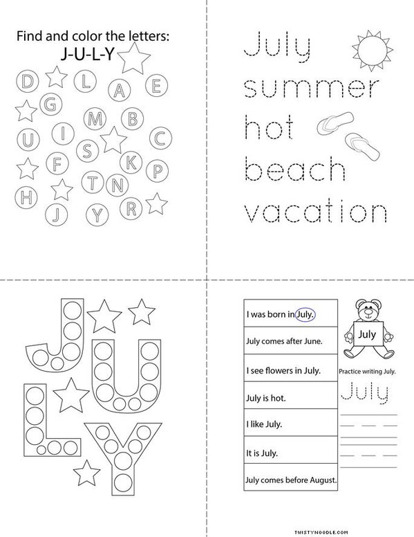 July Activity Mini Book - Sheet 2