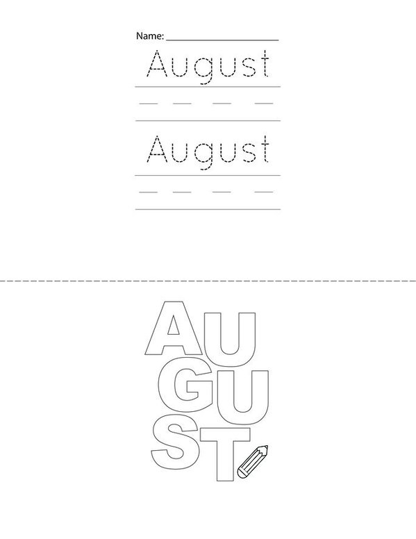 August Activity Book Mini Book - Sheet 1