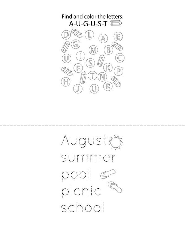 August Activity Book Mini Book - Sheet 3
