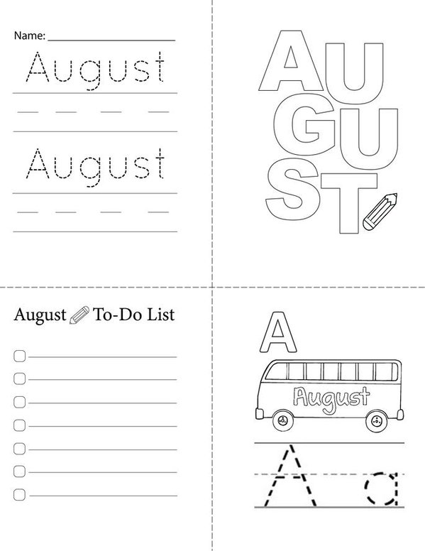 August Activity Book Mini Book - Sheet 1