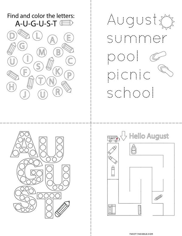 August Activity Book Mini Book - Sheet 2