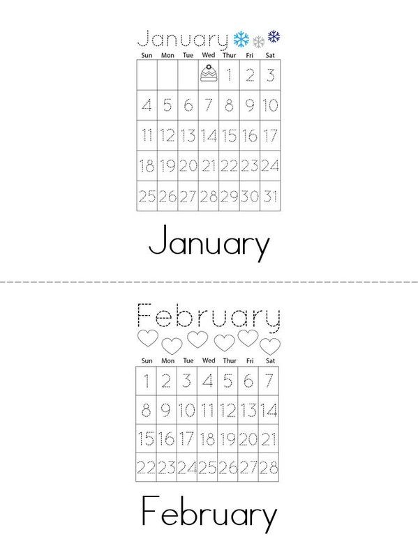 2026 Calendar Mini Book - Sheet 1