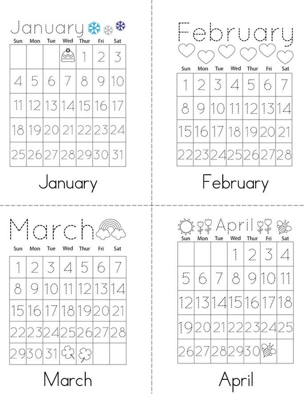 2026 Calendar Mini Book - Sheet 1