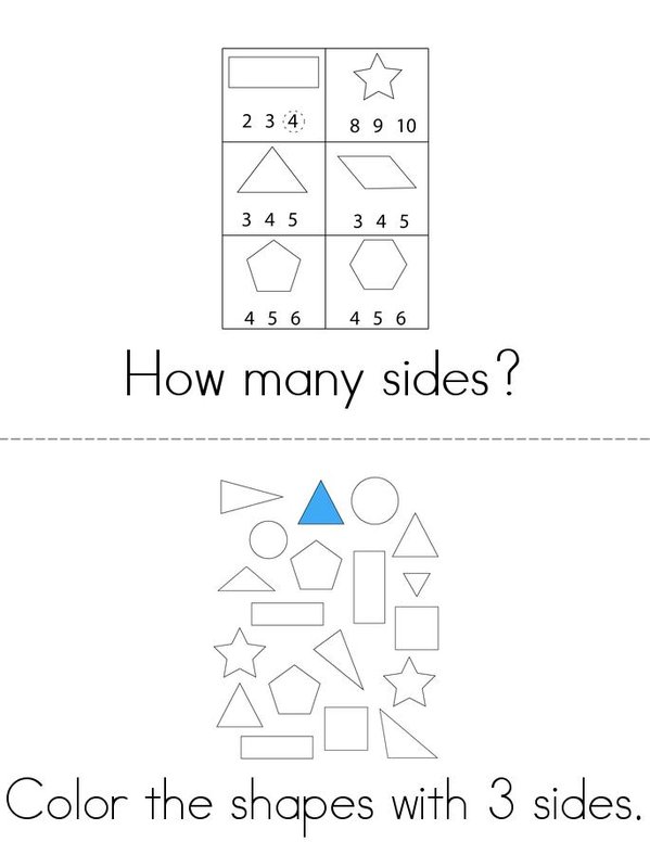 Counting Sides Mini Book - Sheet 1