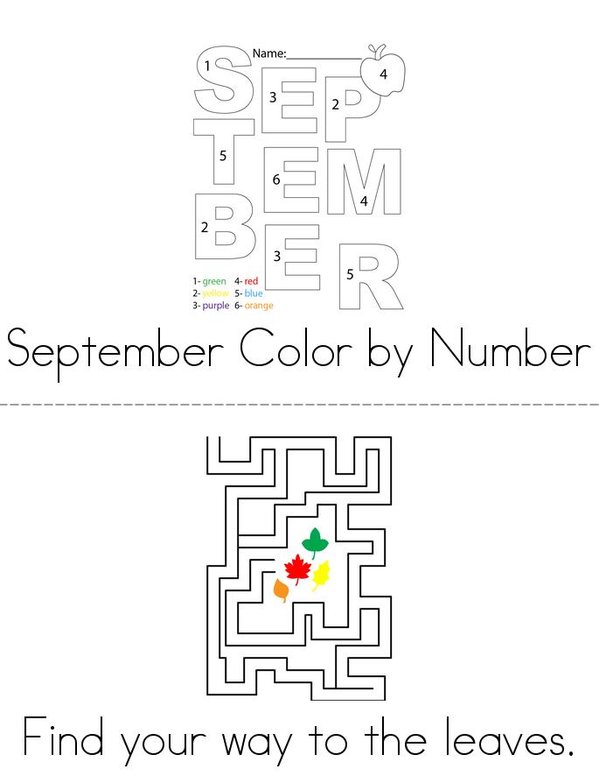 September Activity Mini Book - Sheet 1