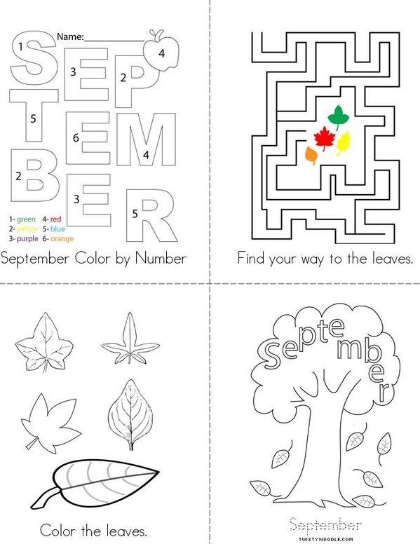 September Activity Mini Book