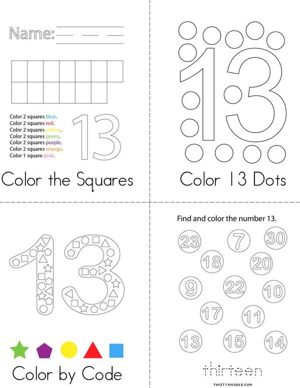 Number 13 Activity Mini Book