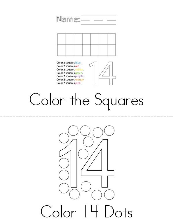 Number 14 Activity Mini Book - Sheet 1