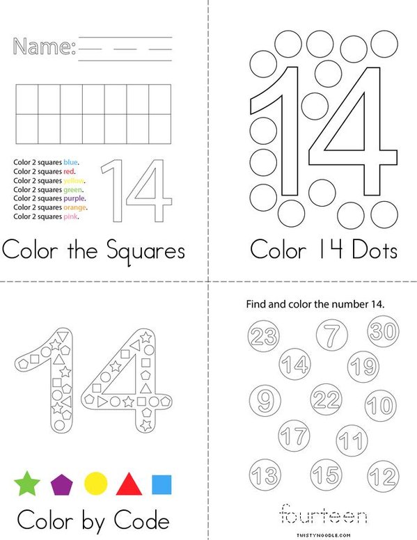 Number 14 Activity Mini Book
