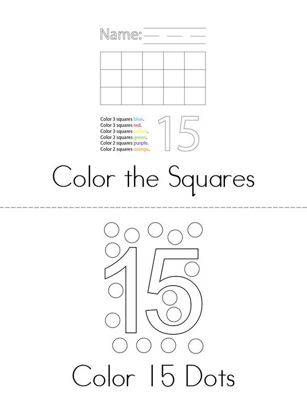 Number 15 Activity Mini Book - Sheet 1