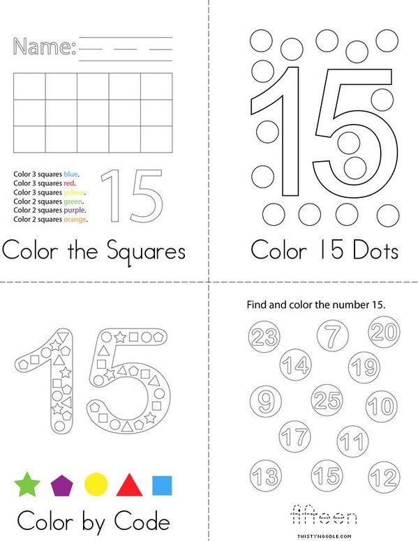 Number 15 Activity Mini Book