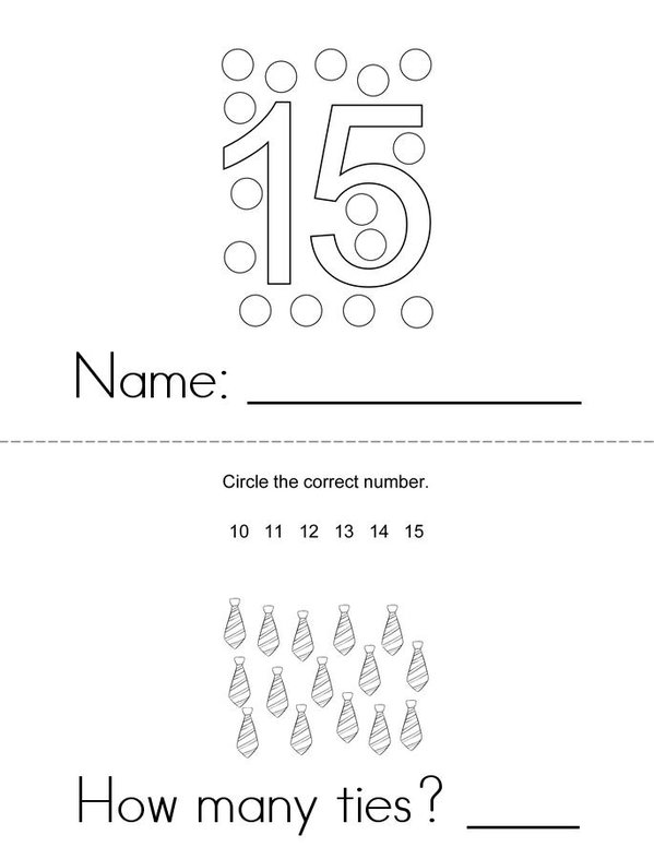 I can count to 15! Mini Book - Sheet 1