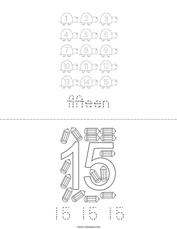 Fifteen Writing Practice Mini Book - Sheet 2