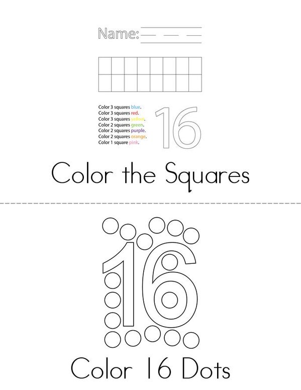 Number 16 Activity Mini Book - Sheet 1