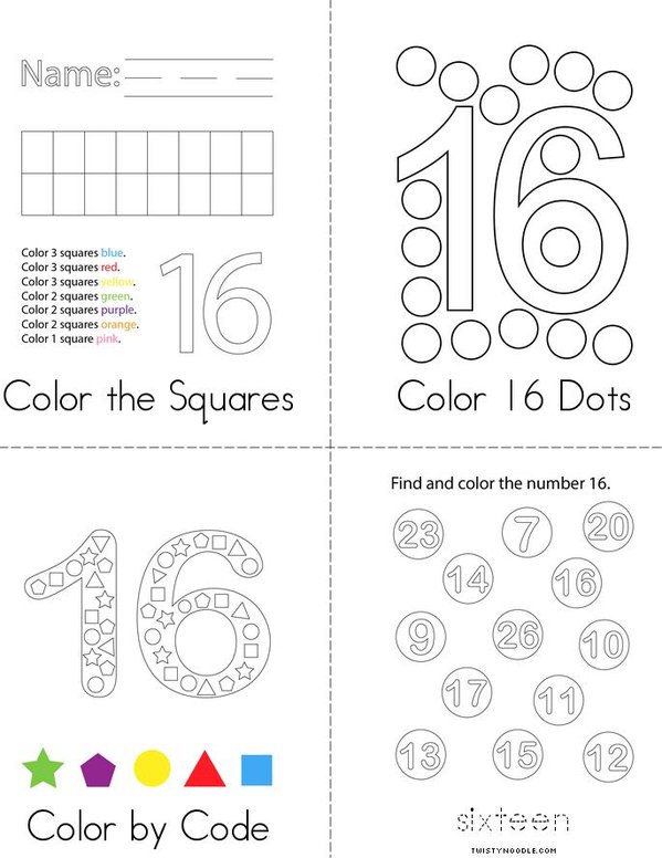Number 16 Activity Mini Book