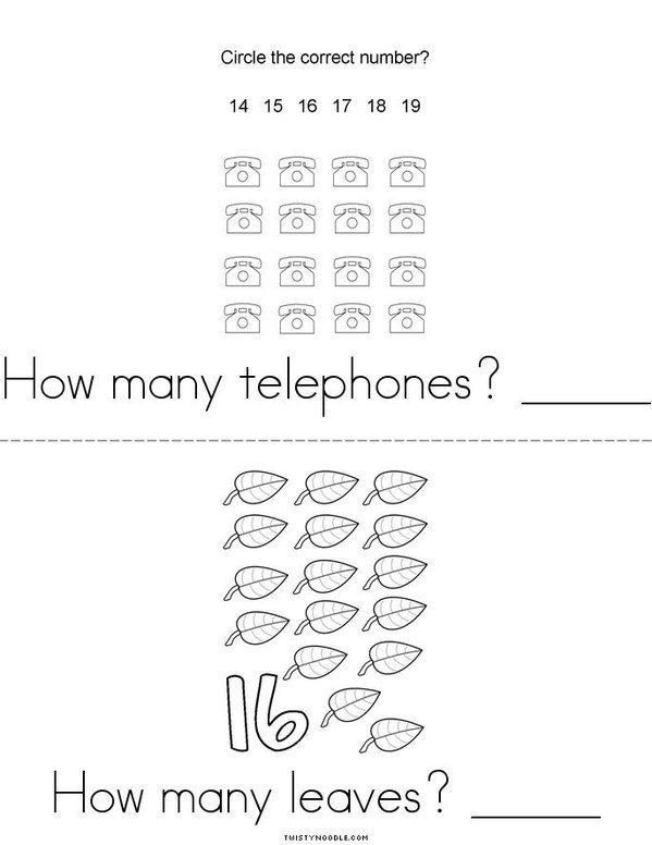 I can count to 16! Mini Book - Sheet 2