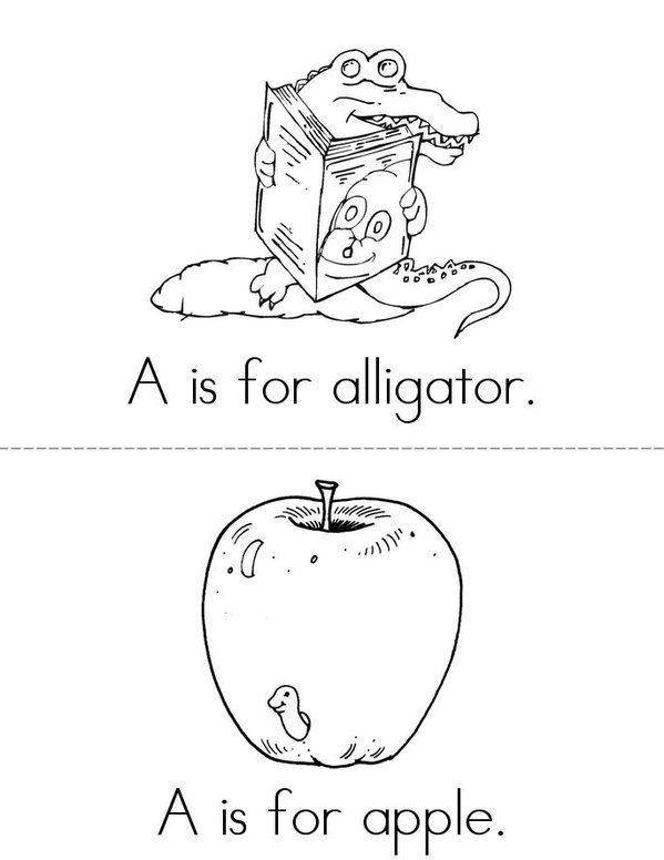 A is for alligator Mini Book - Sheet 1