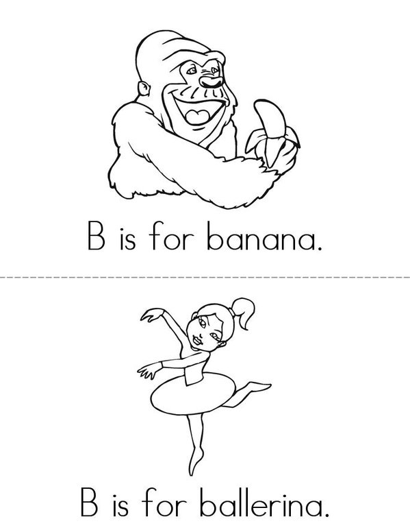 B is for banana Mini Book - Sheet 1