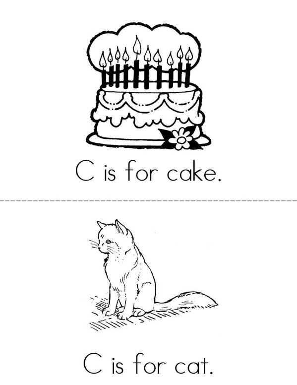 C is for cake Mini Book - Sheet 1