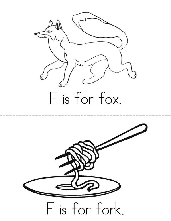 F is for fox Mini Book - Sheet 1