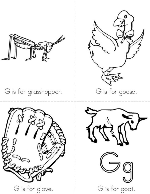G is for grasshopper Mini Book - Sheet 1