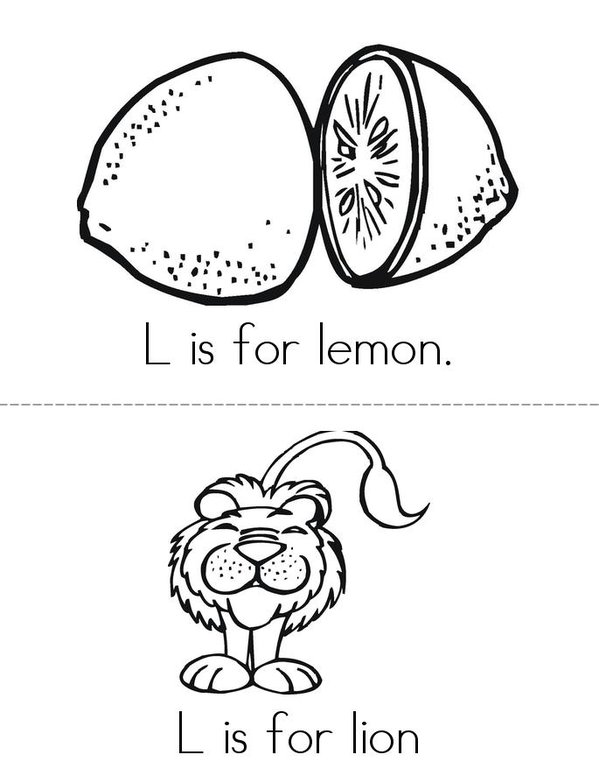 L is for lemon Mini Book - Sheet 1