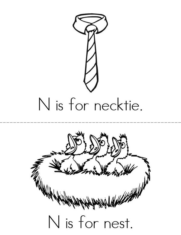 N is for necktie Mini Book - Sheet 1