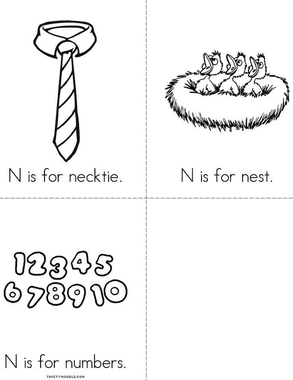 N is for necktie Mini Book