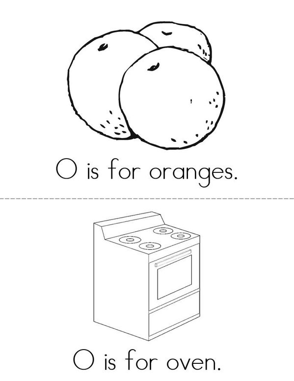 O is for orange Mini Book - Sheet 1