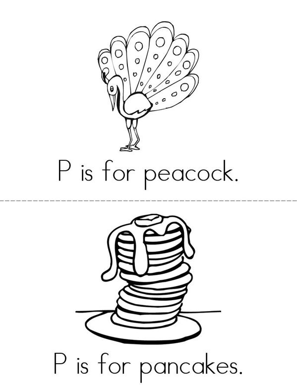 P is for peacock Mini Book - Sheet 1