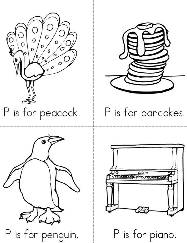 P is for peacock Mini Book - Sheet 1