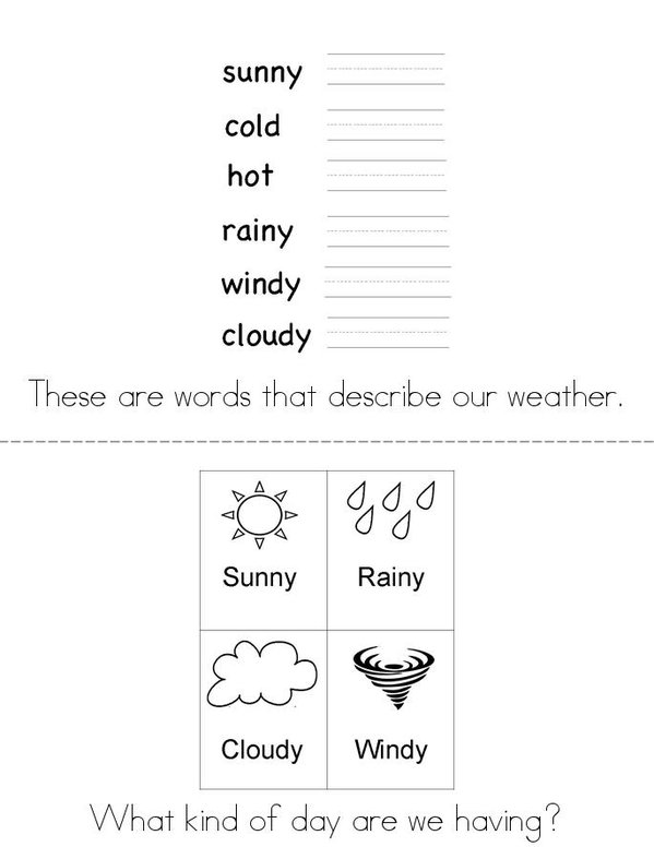 Our Weather Mini Book - Sheet 1