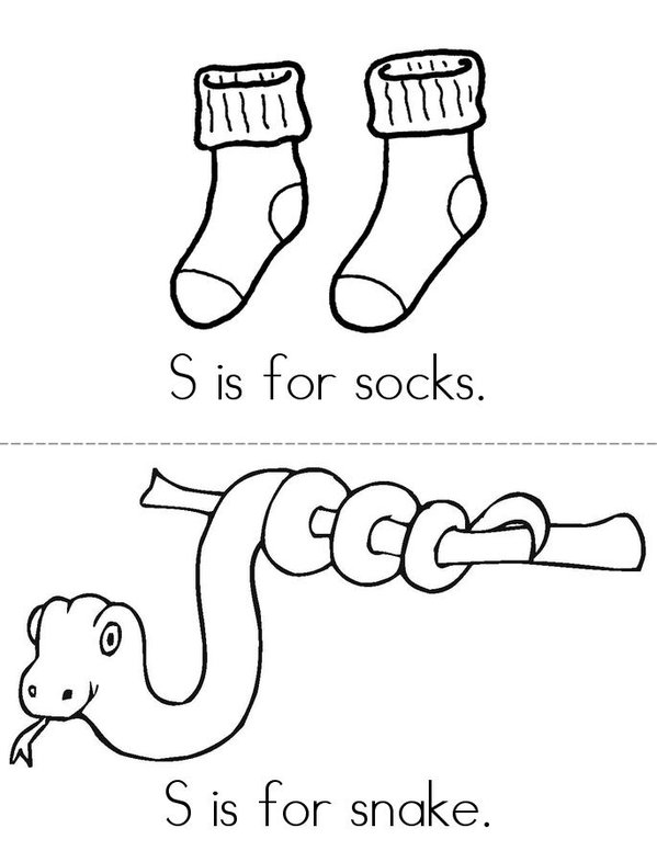 S is for socks Mini Book - Sheet 1