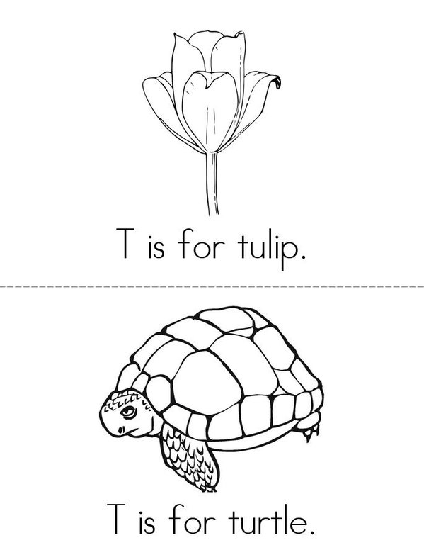 T is for Tulip Mini Book - Sheet 1