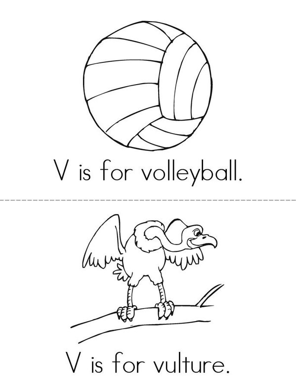 V is for Volleyball Mini Book - Sheet 1