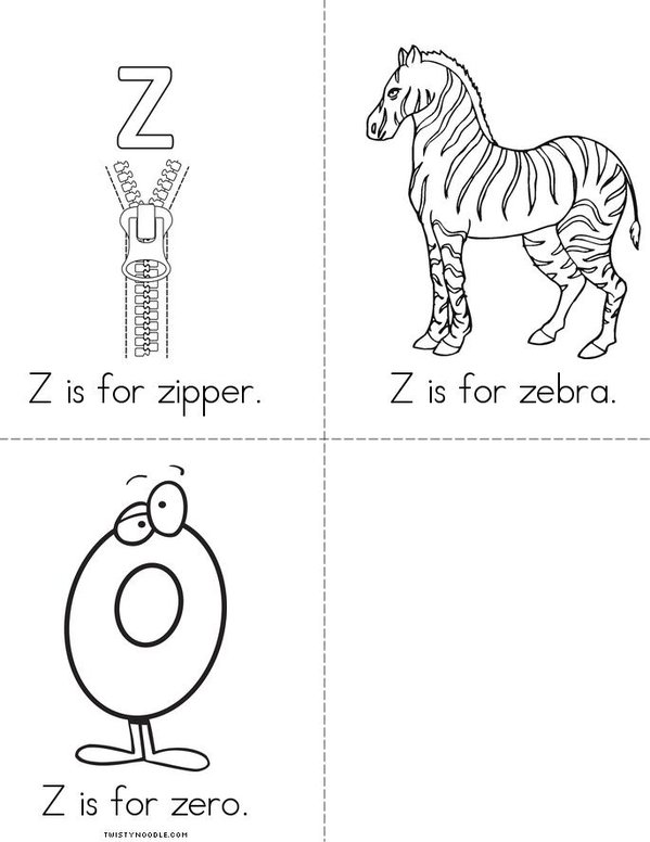 Z is for zipper Mini Book
