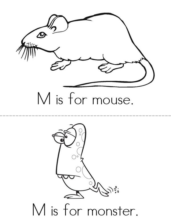 M is for mouse Mini Book - Sheet 1