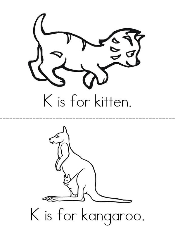 K is for kitten Mini Book - Sheet 1