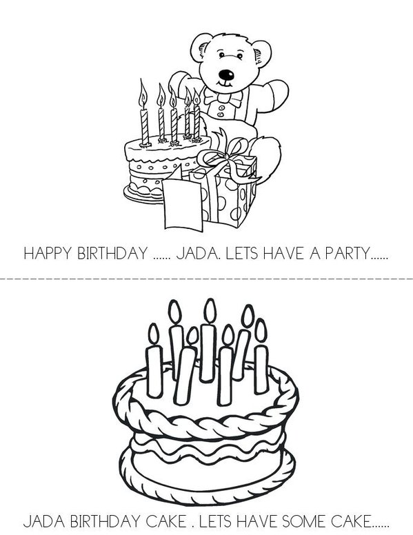 JADA' S BIRTHDAY BOOK Mini Book - Sheet 1