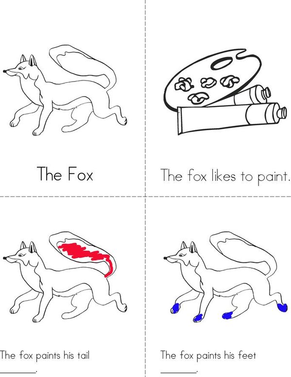 Fox Likes to Paint Mini Book - Sheet 1